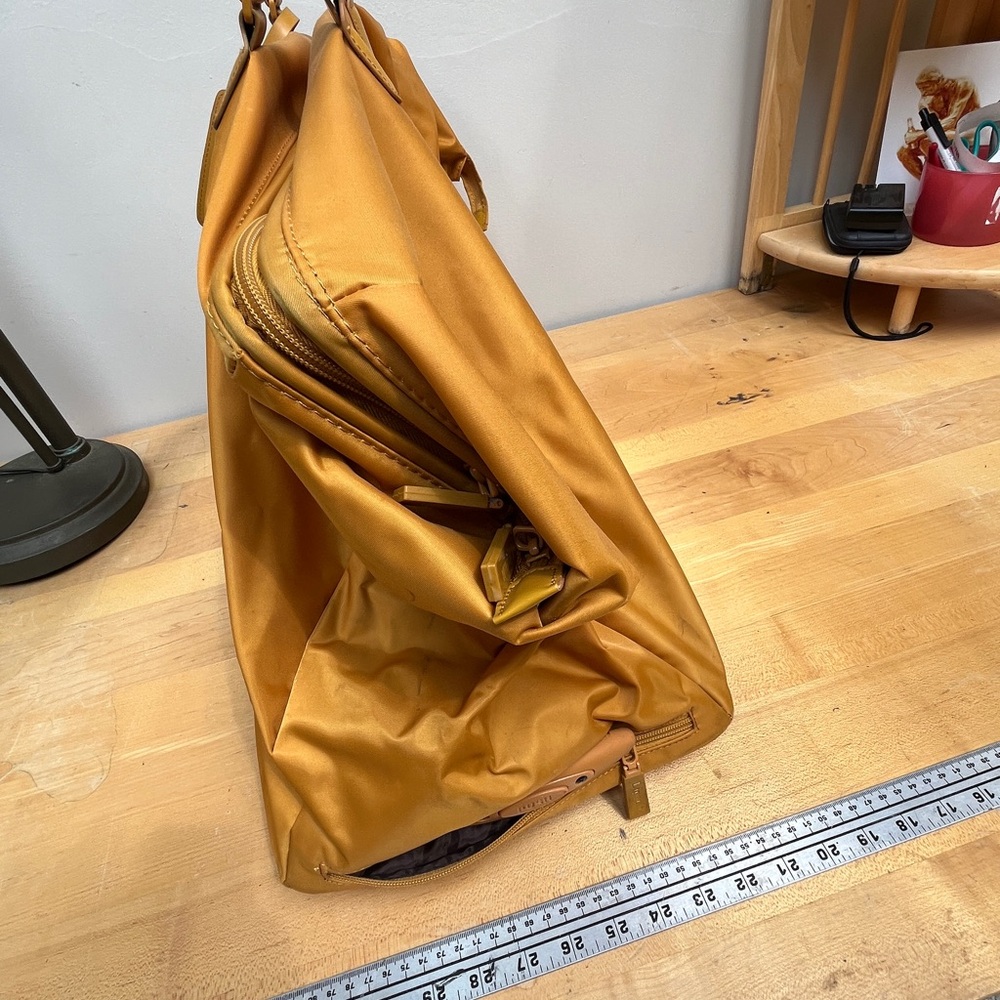 Chic Mustard Leather Rolling Tote Bag - Picture 11 of 16